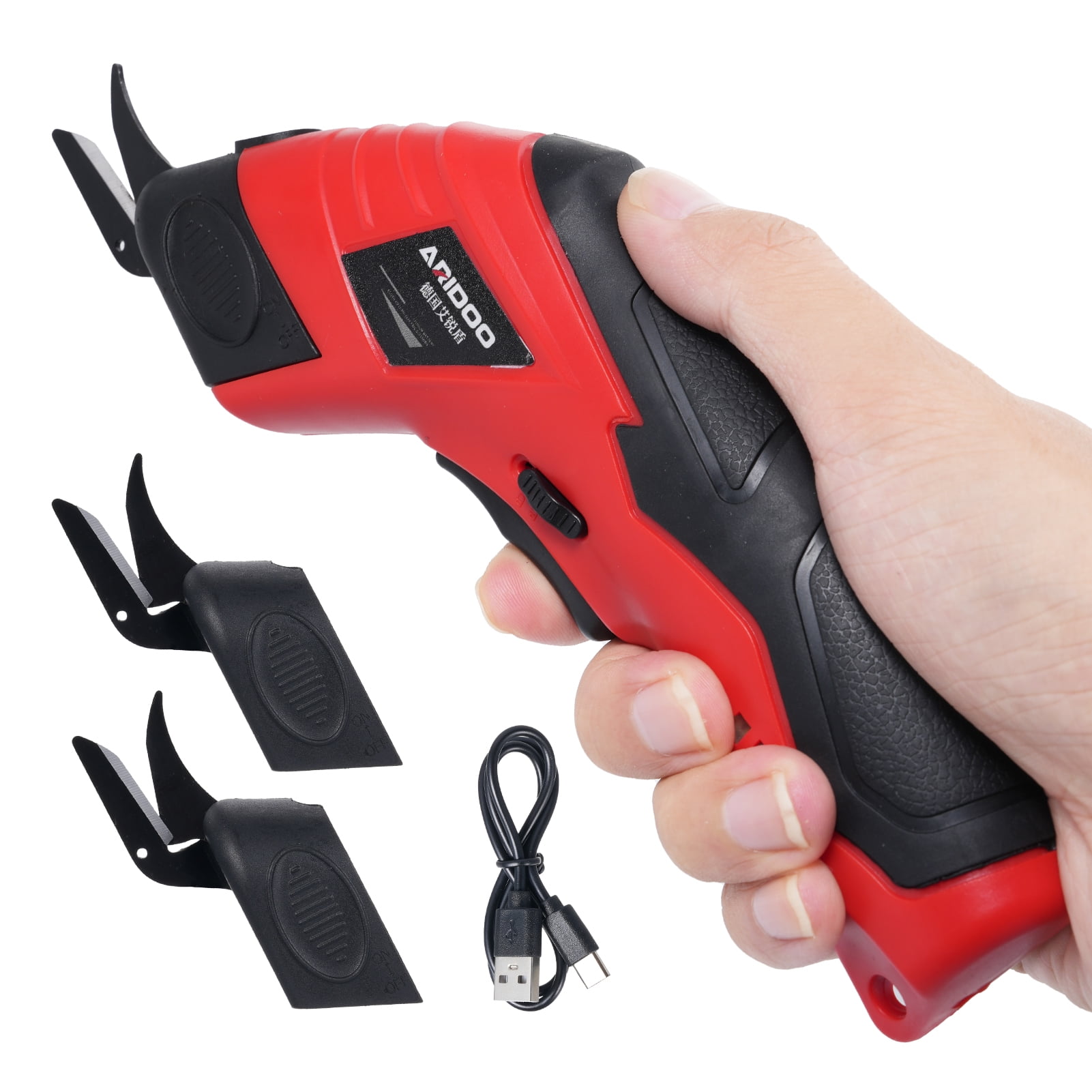 Electric Scissor 4.2V Cordless Scissors With 2pcs Replaceable Tungsten Steel Blade Rechargeable Scissors Safety Switch Maximum Cut 9mm For Cotton Fabric, Plant Stems