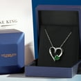 thumbnail image 5 of Gem Stone King 925 Sterling Silver Green Nano Emerald and White Lab Grown Diamond Pendant Necklace for Women | 1.05 Cttw | Gemstone May Birthstone | Heart Shape 7MM | With 18 inch Chain, 5 of 6