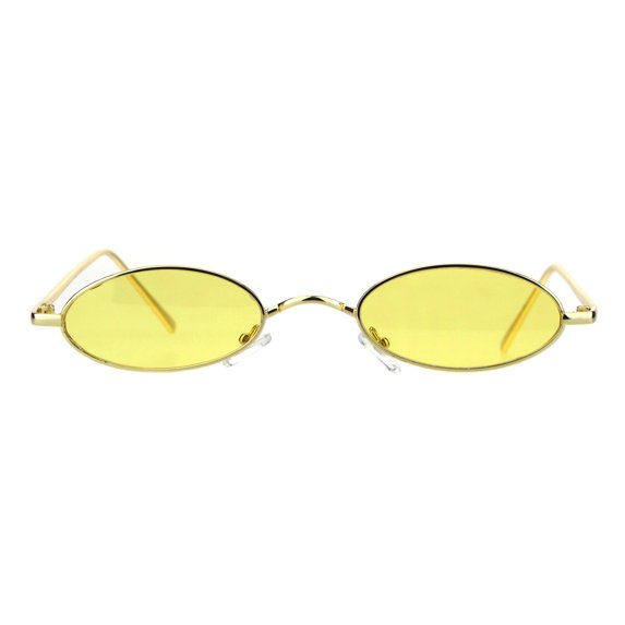 Mens Narrow Oval Pimp Daddy Gold Metal Rim Sunglasses Yellow