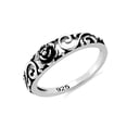 thumbnail image 2 of 925 Sterling Silver Oxidized Platinum Plated Flowers Art Deco Women Valentines Day Gifts Ring, 2 of 4