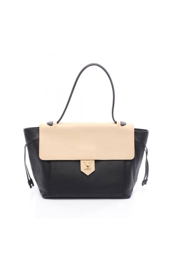 Pre-Owned Louis Vuitton Lockme MM Leather Handbag, Women's, Black and Ivory, M50191 (Good)