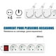 thumbnail image 4 of Regleta de 4 enchufes con interruptor de enchufe plano, bloque de 4 enchufes, extensión de 1,5 m 230 V con seguridad para niños, 4 of 5
