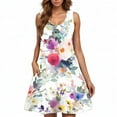 thumbnail image 2 of Women Clearance All 2025!Viikei Women's Plus Size Summer Dresses,Ladies' Fashion Trend Floral Print Sleeveless Round Neck Knee Length Skirt Multicolor S, 2 of 5