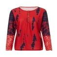 thumbnail image 2 of Womens Henley T Shirts Casual Lace Long Sleeve Patchwork Button Down Ribbed Slim Fit Tops Blue L, 2 of 9