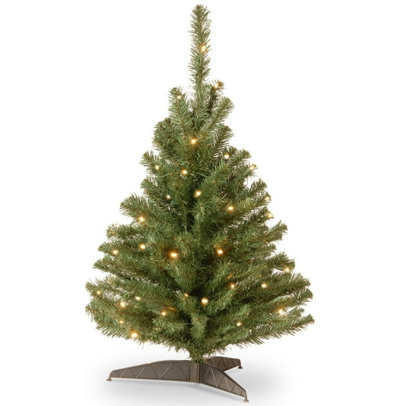 National Tree Company 3 ft. Pre-Lit Artificial Mini Christmas Tree, Green, Kincaid Spruce, Clear Lights, Includes Stand