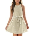 thumbnail image 3 of Girls Summer Sundress Sleeveless Polka Dot Summer Dress with Belt Casual Cute Sundress for Kids Ages 4 to 12 ,Sie:140, 3 of 6