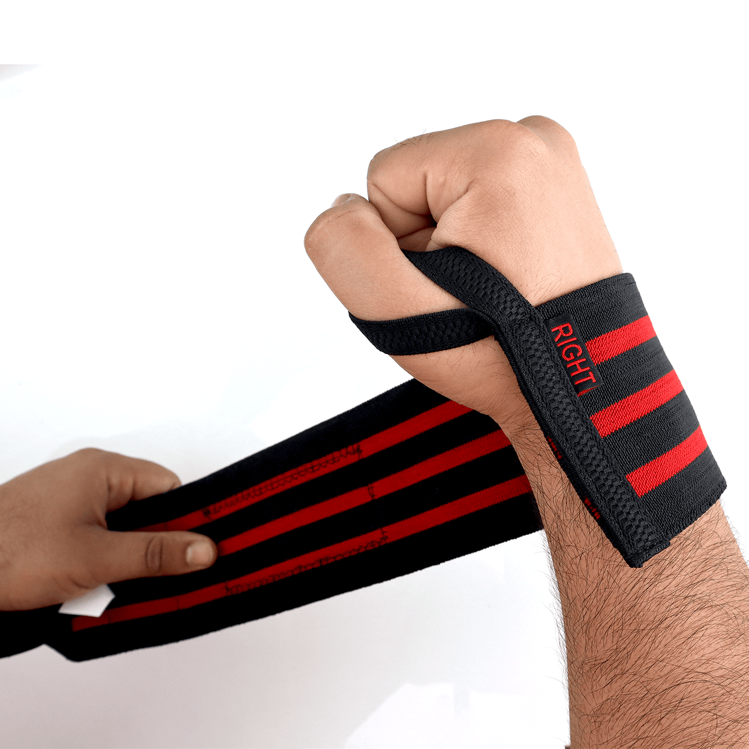 StellMan Wrist Wraps for Weightlifting Gym Training Powerlifting Wrist Support Black with Red Stripes