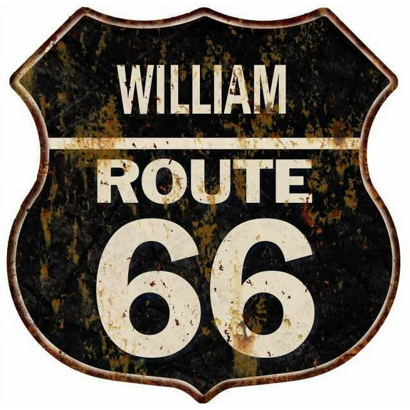 WILLIAM Route 66 Sign Shield Metal Gift Man Cave Gift 211110004456