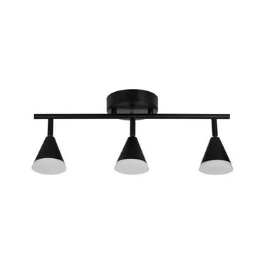 Catalina Lighting Alsy 19"W 3-Light LED Track Bar Modern Light Fixture, Matte Black with Frosted Acrylic Shades