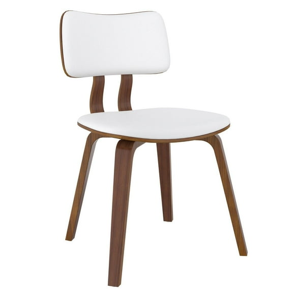 Chaise d’appoint mi-siècle moderne en similicuir et en bois, blanche