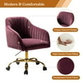 thumbnail image 6 of Velvet Office Desk Chair Rolling Vanity Armchair Swivel Adjustable Adult Purple, 6 of 11