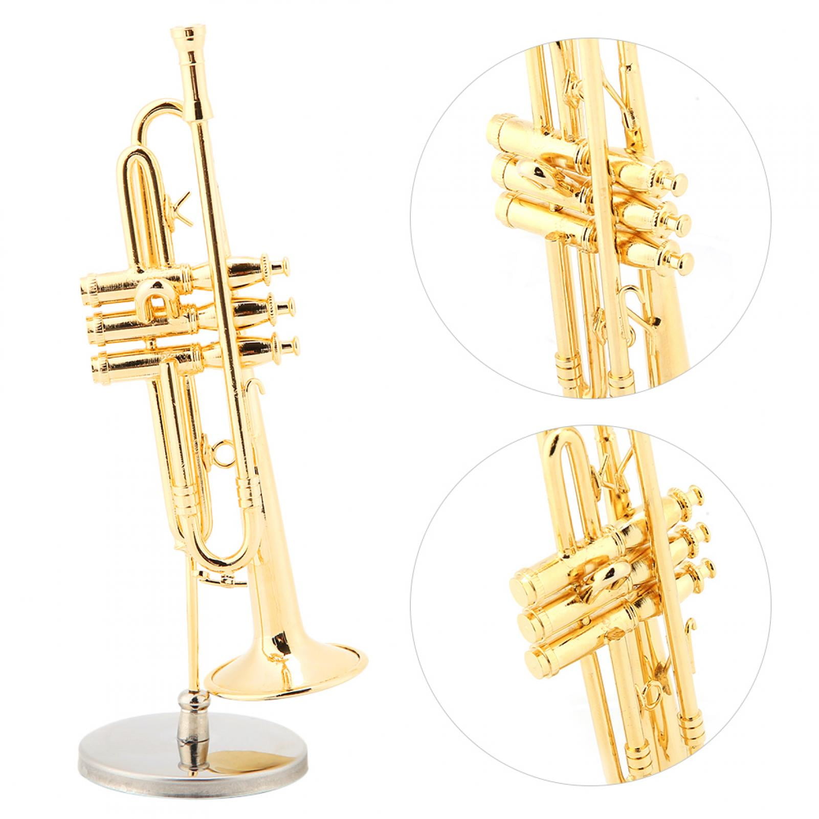 Bean Bag Filling Trumpet Model Instrument Ornaments, Musical Model, Miniature Instruments, Miniature Trumpet Replica Gold Plated Instrument Model for Music Room Decor Mini Craft