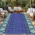 thumbnail image 2 of Navy Blue Boho Outdoor Rug for Patio/Deck/Porch, Non-Slip Large Area Rug 5 x 7 Ft, Vintage Ethnic Tribe Abstract Art Retro Indoor Outdoor Rugs Washable Area Rugs, Reversible Camping Rug Carpet Runner, 2 of 8