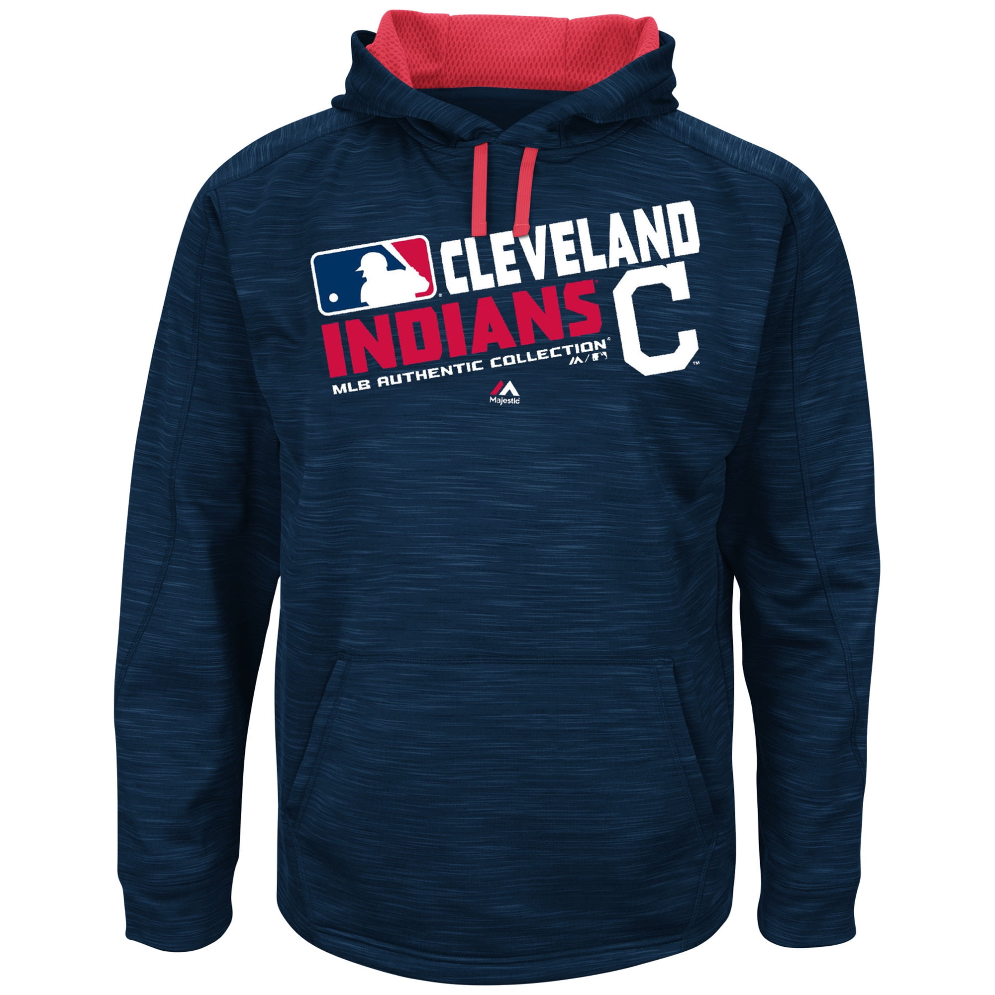 Men's Majestic Navy Cleveland Indians Big & Tall On-Field Team Choice Streak Therma Base Fleece Hoodie by