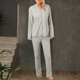 thumbnail image 2 of Hwmodou Womens Pajama Outfits Sets Pajamas Women's Autumn Long Sleeved Cotton Style Simple Cardigan Spring Autumn Oversized Home Clothing Set Fall Winter Pj Outfit, 2 of 6