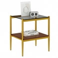 thumbnail image 3 of Euroco Set of 2 Rectangle End Table, Tempered Glass Tabletop with MDF layer, Modern Table for Living Room , Gray Glass, 3 of 9