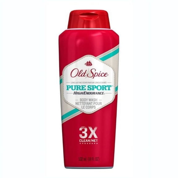 Old Spice High Endurance 3x Clean Pure Sport Scent Body Wash for Men, 18 oz