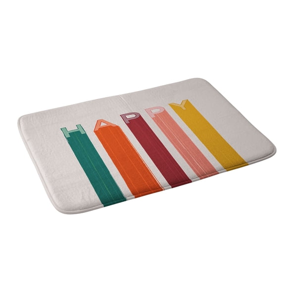 Society6 Showmemars Happy Letters In Retro Colors Bath Mat 34" x 21"