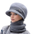 thumbnail image 3 of Only Moment Gray Women Beanie Warm Winter Hats acrylic Winter Knitted Caps Soft Warm Ski Hat Unisex Plush Hat + Scarf Two Piece Set One Size, 3 of 6