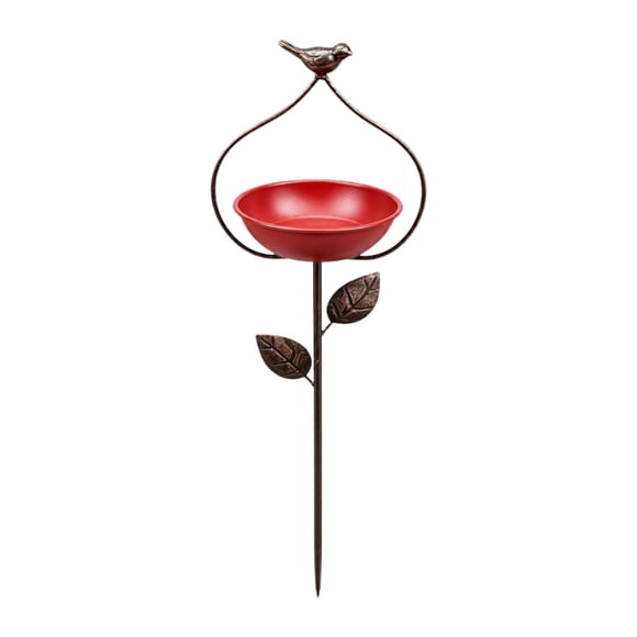 Comedero para pájaros, para pájaros multifunción, comedero compacto hierro para jardín, estación alimentación para pájaros para patio, Rojo