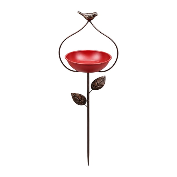 Comedero para pájaros, para pájaros multifunción, comedero compacto hierro para jardín, estación alimentación para pájaros para patio, Rojo
