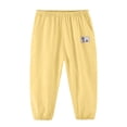 thumbnail image 6 of CUZIBR Girls Toddler Summer Pants Elastic Ankle Jogger Pants With Cute Patch Side Pockets Solid Color Loose Lightweight Outdoor Play Beach Trousers For Kids,Yellow,6-7 Years, 6 of 8