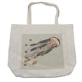 thumbnail image 1 of Jellyfish Shopping Bag, Boho Feather Tentacles Shells Vintage Art Print Under the Sea Tribal Fish, Eco-Friendly Reusable Bag for Groceries Beach and More, 15.5" X 14.5", Cream, by Ambesonne, 1 of 2