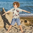 thumbnail image 3 of FORMRS Boys Rash Guard Short Sleeves Swim Shirt Quick Dry UPF 50+ Sun Protection, Sizes 3-12T, Plaid Deer, 3 of 6