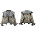 thumbnail image 3 of Women'S Sweet Pan Collar Long Sleeve Jacquard Denim Jacket Blue S, 3 of 9