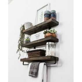 Rustic Embossed Tin And Wood Cornice Style Wall Shelf Set Of 2