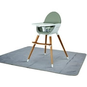 Alnoor USA Splat Mat for Under High Chair - Splash Mat | Washable & Water Resistant | Polyester Material | Large Size 51" x 46"| Gray Color | Zippered Pouch