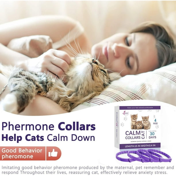 4 Pack Calming Collar for Cats Cat Calming Collar Efficient Relieve Reduce Anxiety Stress Pheromones Calm Relaxing Comfortable Breakaway Collars Adjustable for Small Medium Large Cat Kitten Walmart