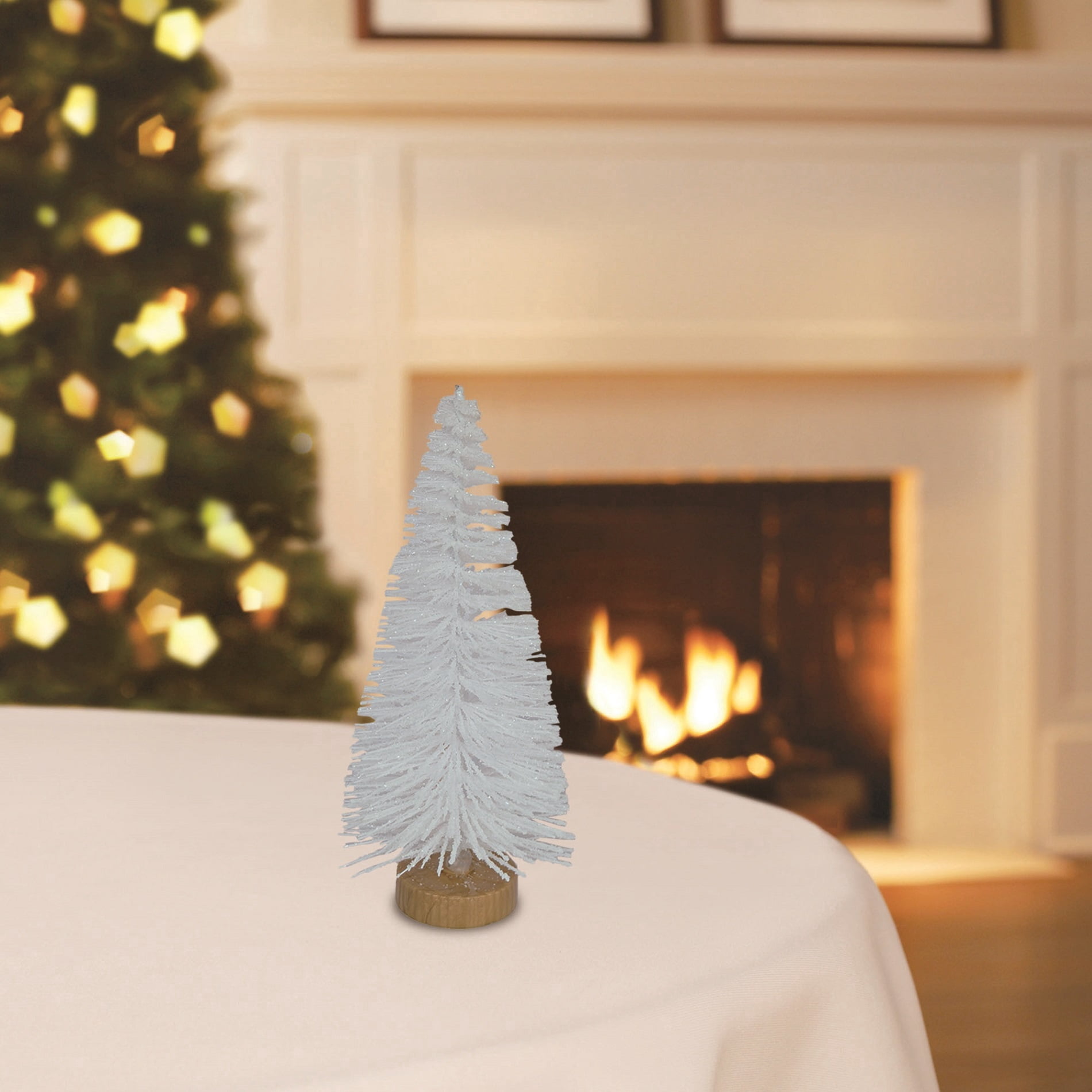 Christmas Village Pine Tree, White, 4", by Holiday Time