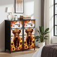 thumbnail image 6 of Boho Dresser for Bedroom with 4 Storage Drawers Fall Sunflower Cow Maple Leaves Autumn Harvest Highland Cow Autumn Dressers Chest of Drawers Steel Framed Fabric Closet Organizers for Entryway, 6 of 7