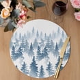 thumbnail image 3 of Blue Forest Round 13 Inch Placemats Set of 8, Contemporary Silhouette Abstract Art HeatResistant Non Slip Place Mats for Dining Table, Wipeable Braided Kitchen Table Mats for Housewarming, 3 of 9