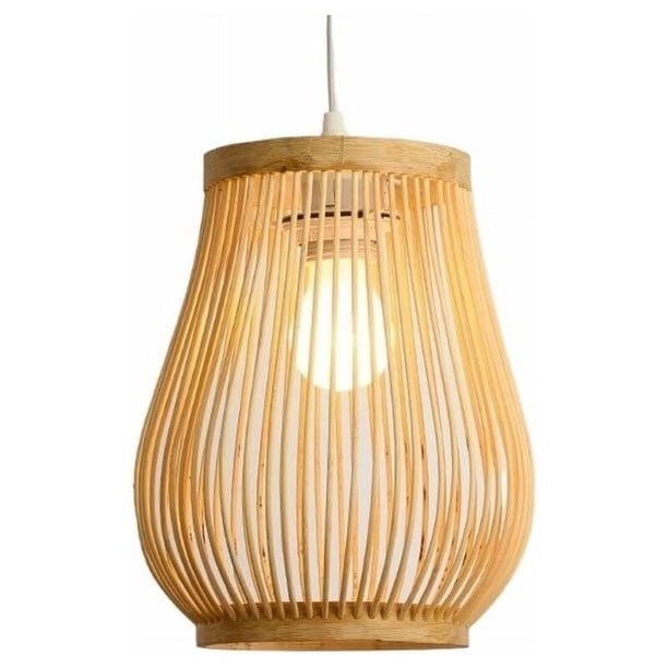 Lámpara colgante, lámpara de pasillo retro con forma de calabaza, farol tejido, lámpara colgante de techo de una sola luz, lámpara colgante con forma de ratán para salón de té, comedor, patio en