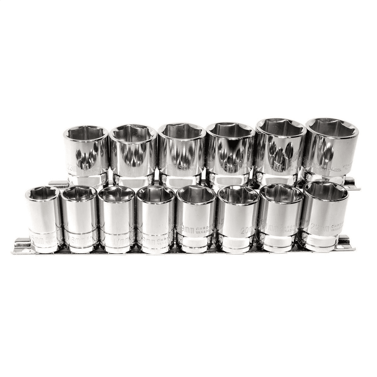 K-Tool 28100 14-pc 1/2" Drive 6-Point Shallow/Short Metric Socket Set