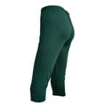 thumbnail image 3 of Lroveb Capri Leggings for Women, Capri Workout Yoga Leggings, Stylish Fall Winter Stretch Pleated Bottoms Tight Seven Minute Pants Womens Green, 3 of 3