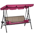 thumbnail image 1 of Outsunny 3-Seat Porch Swing with Canopy Outdoor Swing Chair w/ Rattan Seat, 1 of 10