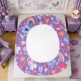 thumbnail image 4 of Manfei Kawaii Rainbow Fitted Sheet Queen 3-Piece,Flowers Butterflies Bedding,1 Fitted Sheet and 2 Pillowcases, 4 of 6