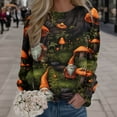 thumbnail image 2 of CNKOO Pullover Tops For Womens Print O Neck Sweatshirt  Neck Fit Pullover Tops Suitable Long Sleeve Workout Shirts Loose Blouse, 2 of 4