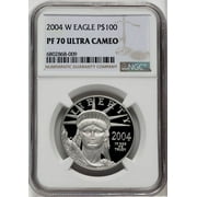 2004-W P$100 One-Ounce American Platinum Eagle Statue of Liberty Brown Label NGC PF70