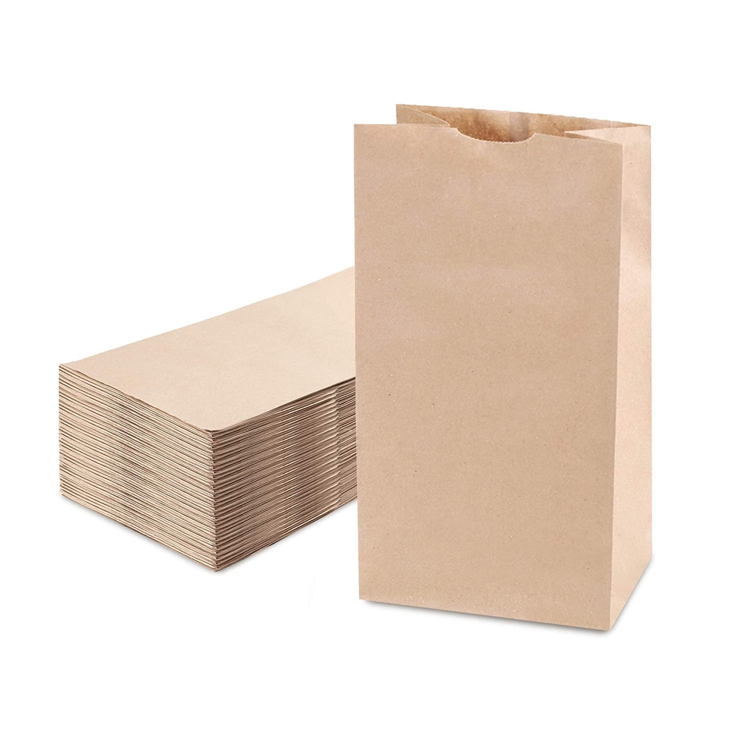 Bag Tek 5 x 3 x 8.75 Paper Bags for Snacks, 100 Disposable French Fry Bags - Greaseproof, for Popcorn, Cookies, Fries, and More, White Paper Kraft