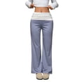 thumbnail image 2 of Delayuji Women's Wide Leg Pants Fitness Yoga Pants Stretchy Bell Bottoms Leggings Roll Over Pants, 2 of 7