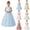 Style1-Blue girls dresses, variant on Maqroz Flower Girl Dresses for Wedding Tulle Long A Line Holiday Birthday Party Ball Gown Girls formal Pageant Maxi Dresses Crew Neck Pleated Summer Tie Back Sundress 1-15 Years