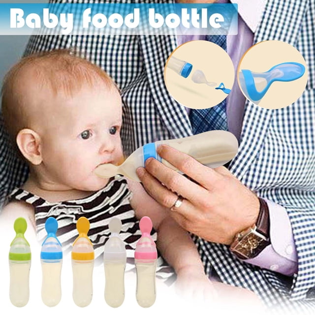 Ganfancp Cuchara Dispensadora de Comida para Bebé, Bolsa de Comida Sólida con Cuchara Alimentadora, Hacer Comida Casera para Bebé / Niño Pequeño Ofertas Del Día 1X Botella Complementaria Exprimible d