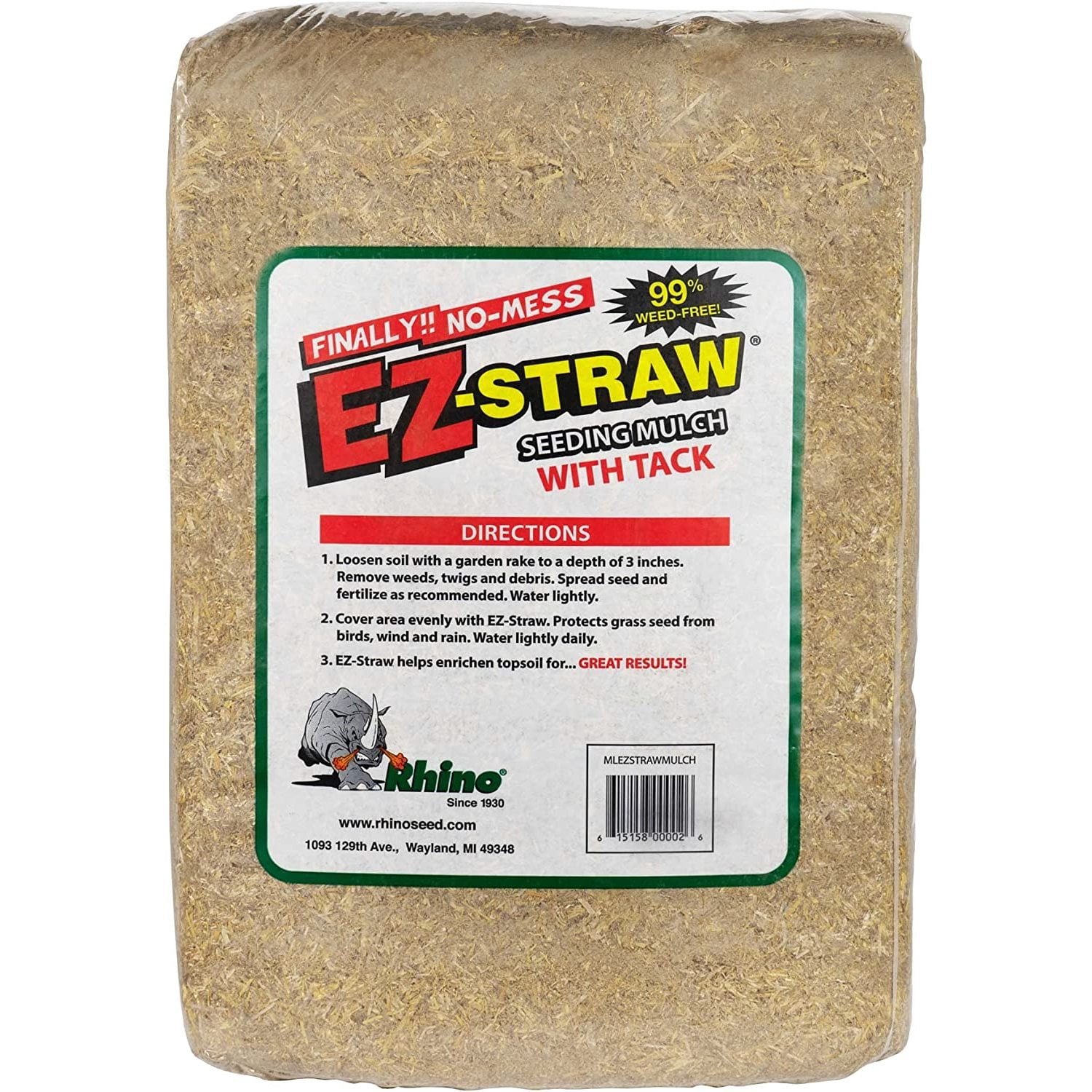 Straw Seeding Mulch with Tack - Biodegradable Organic Processed Straw – 2.5 CU FT Bale (Covers up to 500 sq. ft.) (3 Pack)