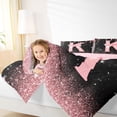 thumbnail image 3 of Manfei Cartoon Bow Letter K Monogrammed Full Size Comforter Sets 3 Pieces for Girls Teens,Princess Glitter Print Bedding Sets for Kids,Pink Reversible,Super Cozy Room Decor, 3 of 6