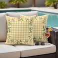 thumbnail image 4 of Lemons Fruit Outdoor Pillow Covers Pack of 2 White Flowers Summer Yellow Plaid Farm Waterproof Throw Pillow Covers Decorative Cushion Cases for Patio Garden Tent Balcony Couch 24x24 inch, 4 of 9