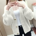 thumbnail image 5 of Herrnalise Jackets For Women Fashion Solid Pocket Color Jacket Plush Long Sleeves Lapel Coat Shackets For Women 2024 fall White,XXXL, 5 of 5